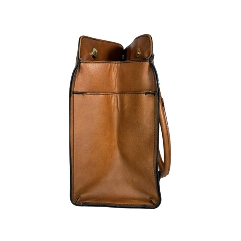488. London Fog Cognac Faux Leather Satchel Shoulder Bag