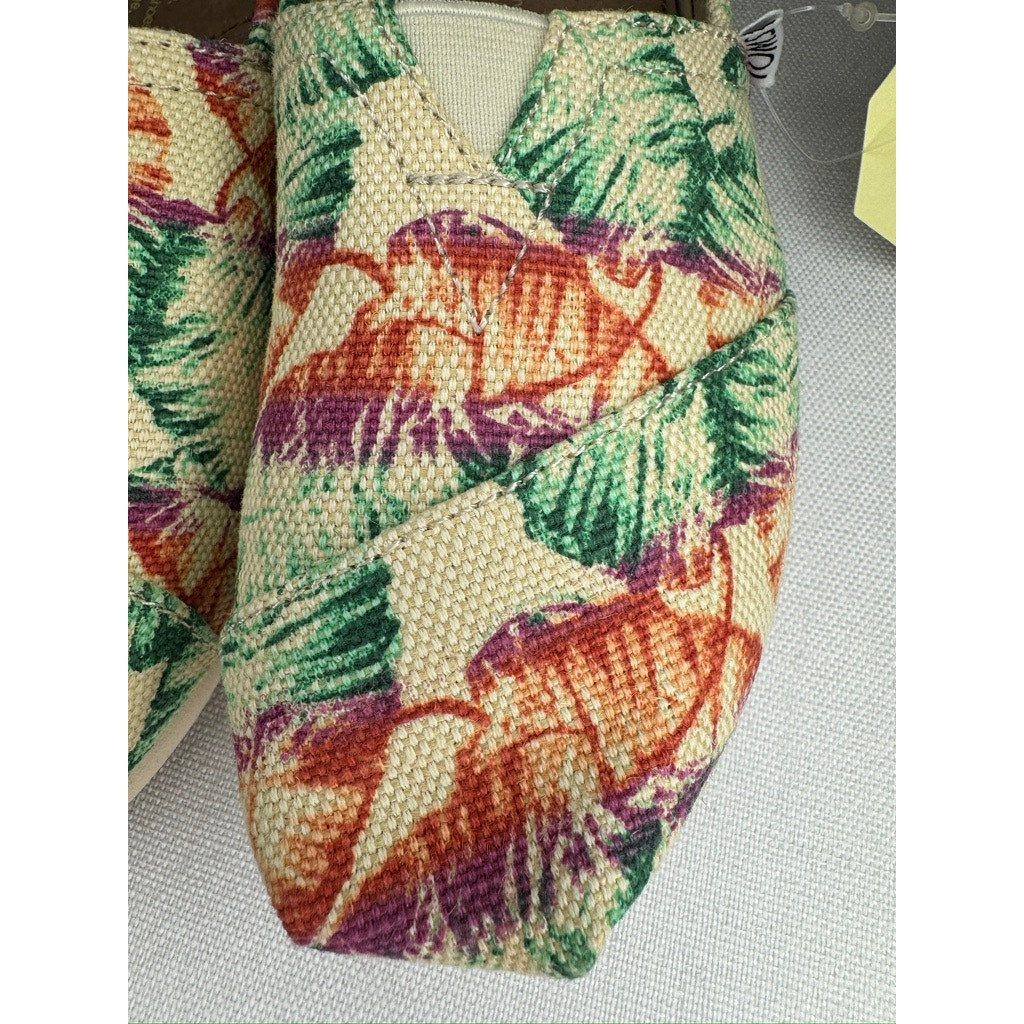 442. TOMS Tropical Floral Alpargata Slip On Flats Size W6.5