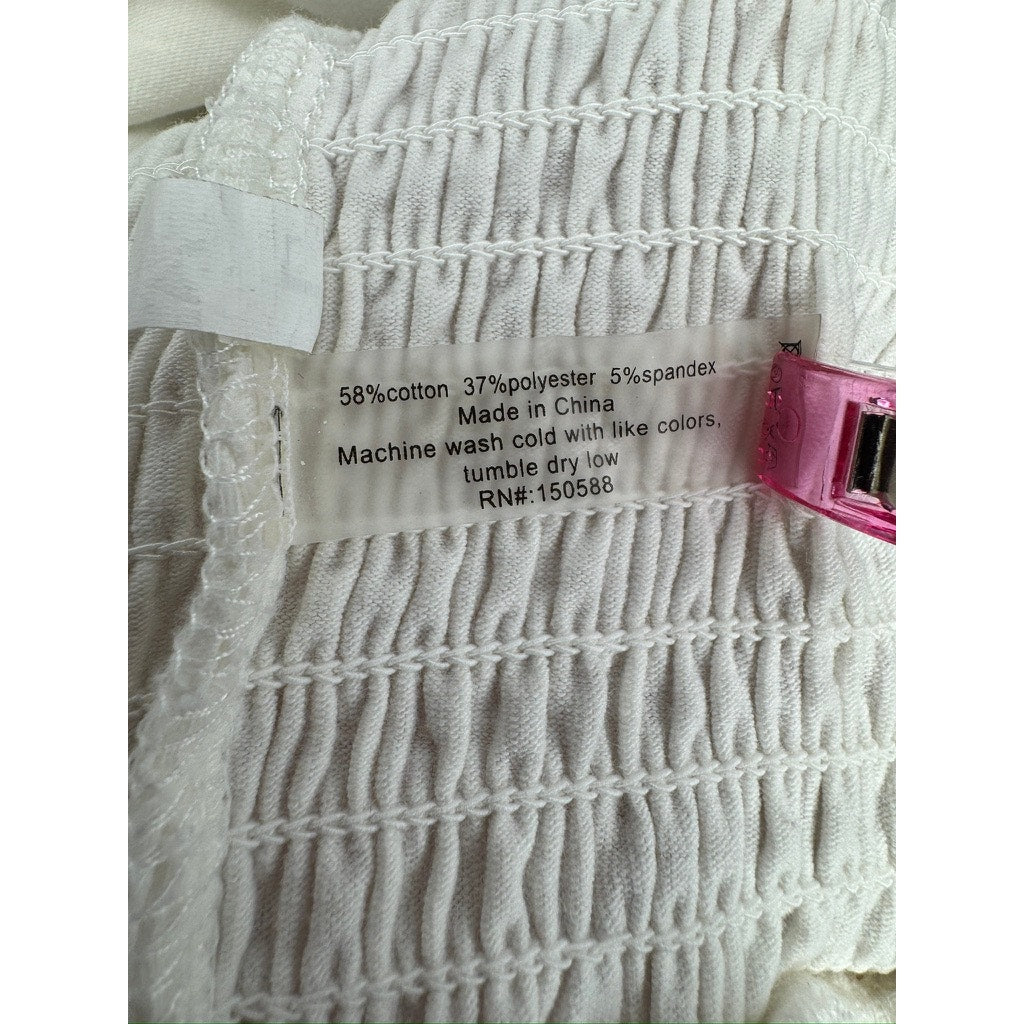 411. Sundays Ivory Smocked Ruffle Sleeve Mini Dress Size L