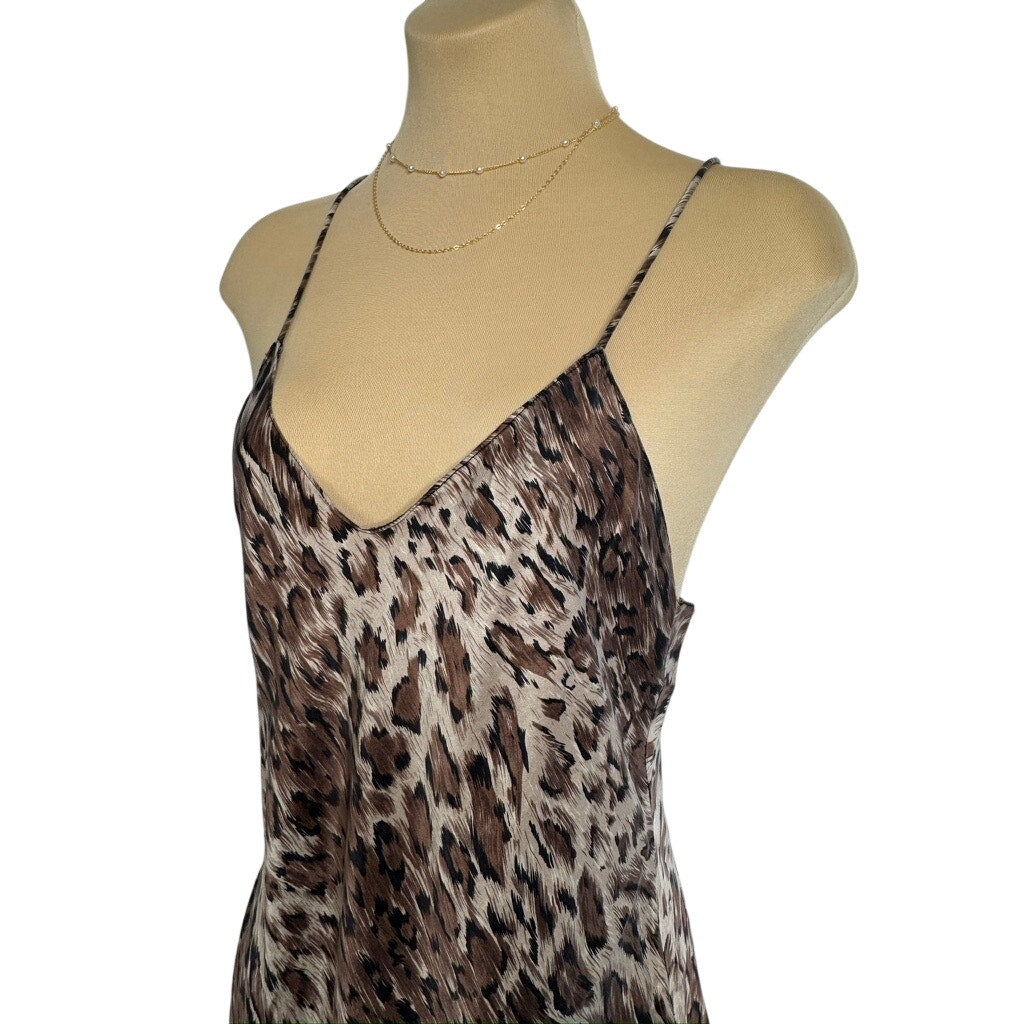 498. Paula Carbone Leopard Print Silk Slip Dress Size M