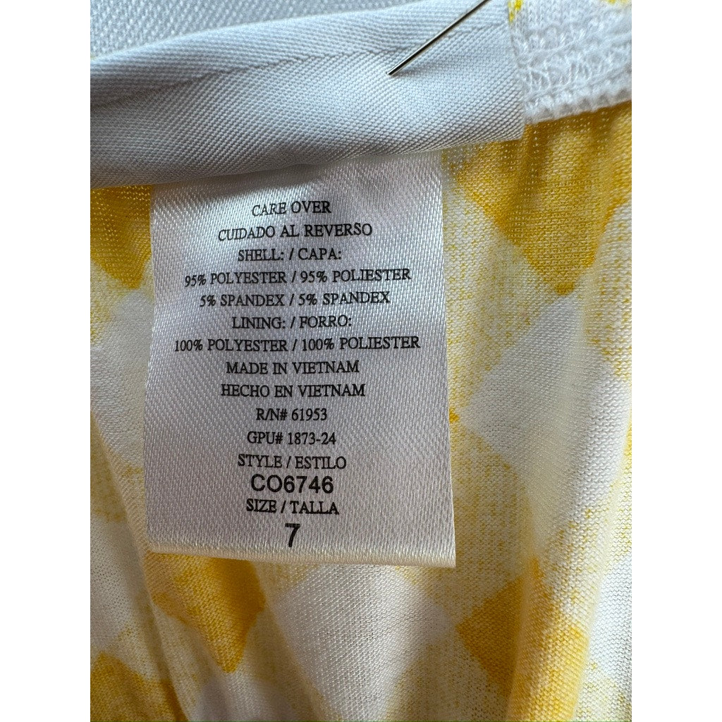 368. Jona Michelle Girls Floral Yellow Gingham Sundress Size 7