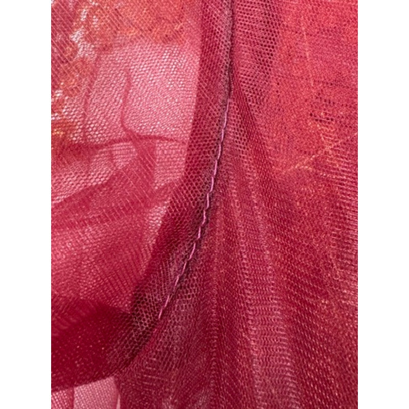 580. Burgundy Gold Lace Mermaid Formal Evening Gown Long Sleeve Small