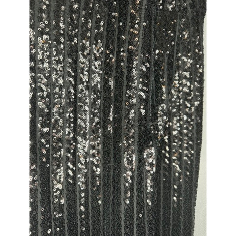 395. Lulu's Black Sequin Plunge V-Neck Long Sleeve Maxi Gown Size M NWT