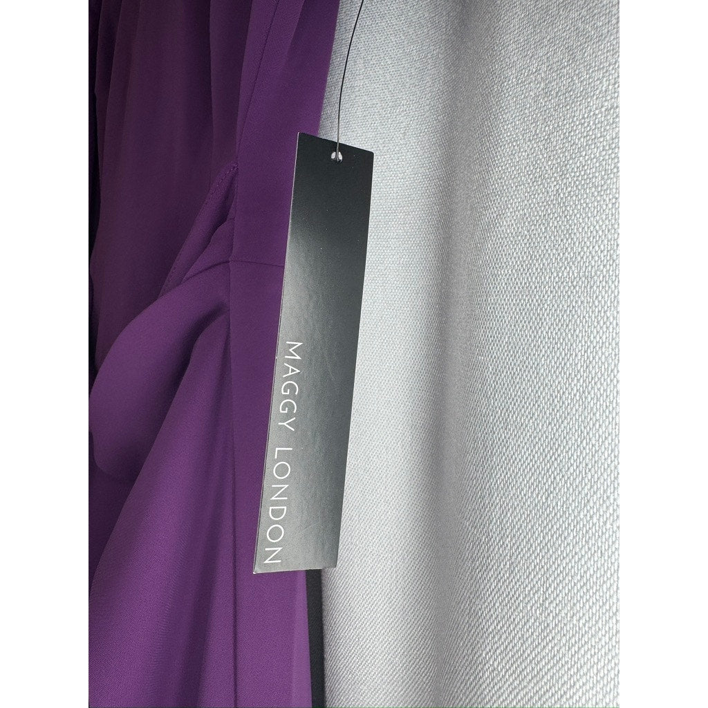 401. Maggy London Purple Tie Waist Short Sleeve Midi Dress Size 0