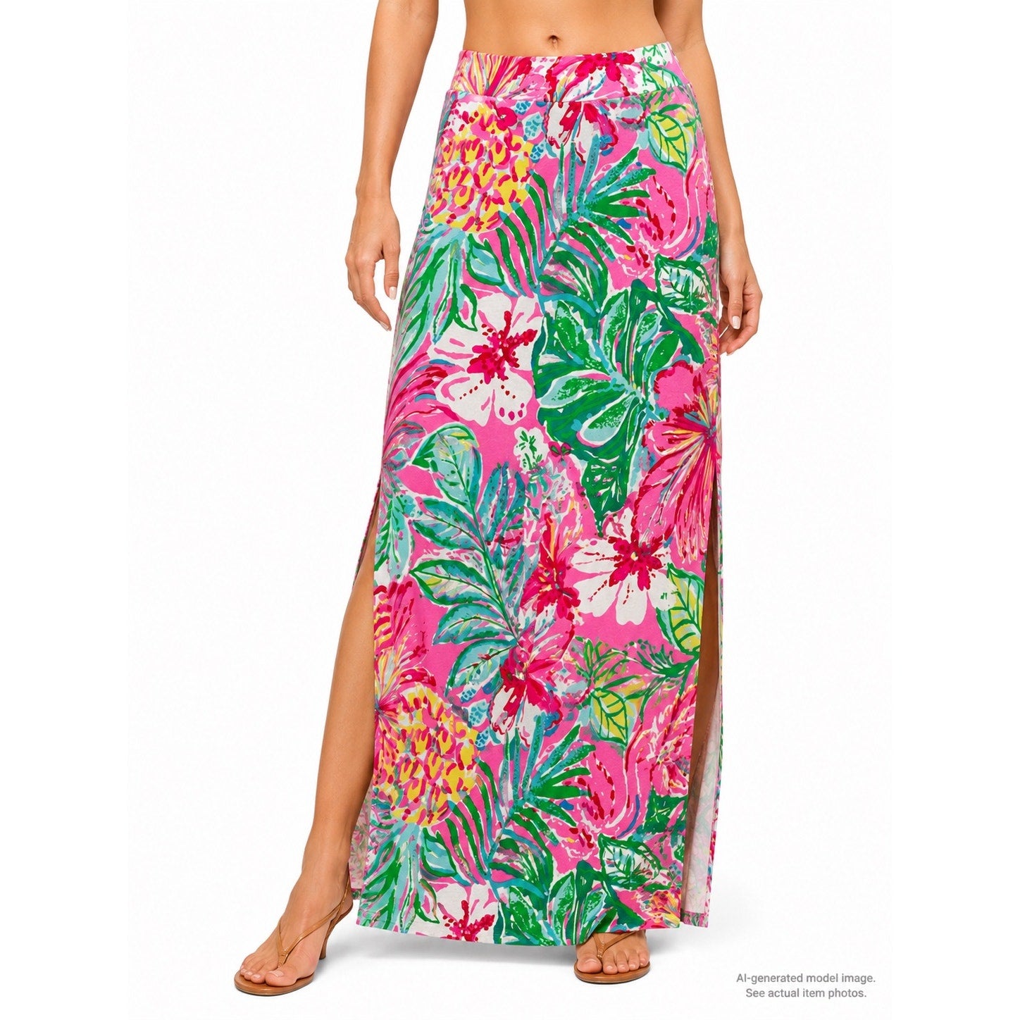 360. Lilly Pulitzer Pink Tropical Print Maxi Skirt Size Small