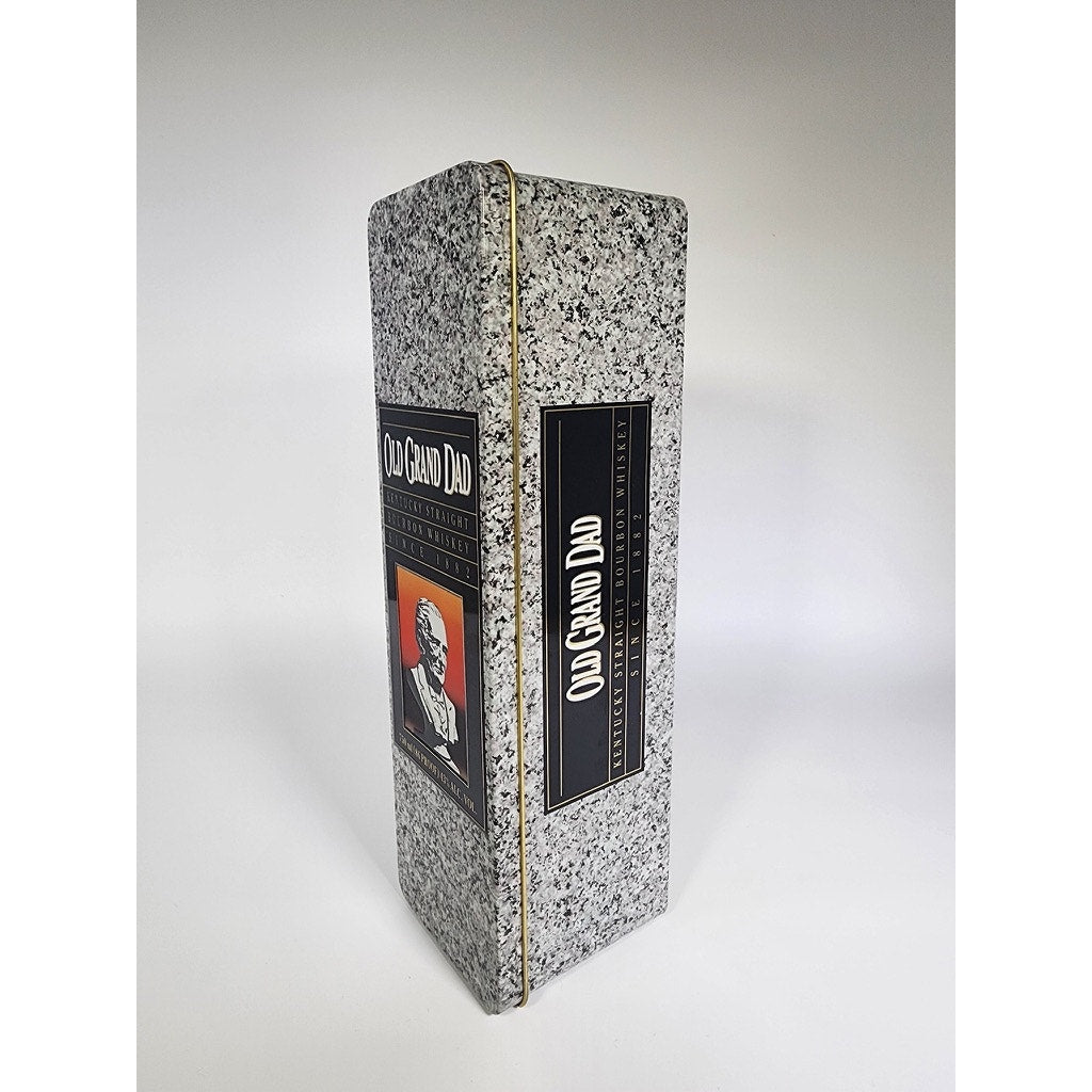 517. Old Grand-Dad Bourbon Book Shaped Metal Tin Storage Box Vintage