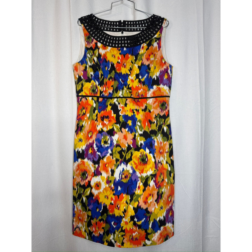 409. Tahari Arthur S. Levine Floral Sheath Dress Size 10 Multicolor Sleeveless