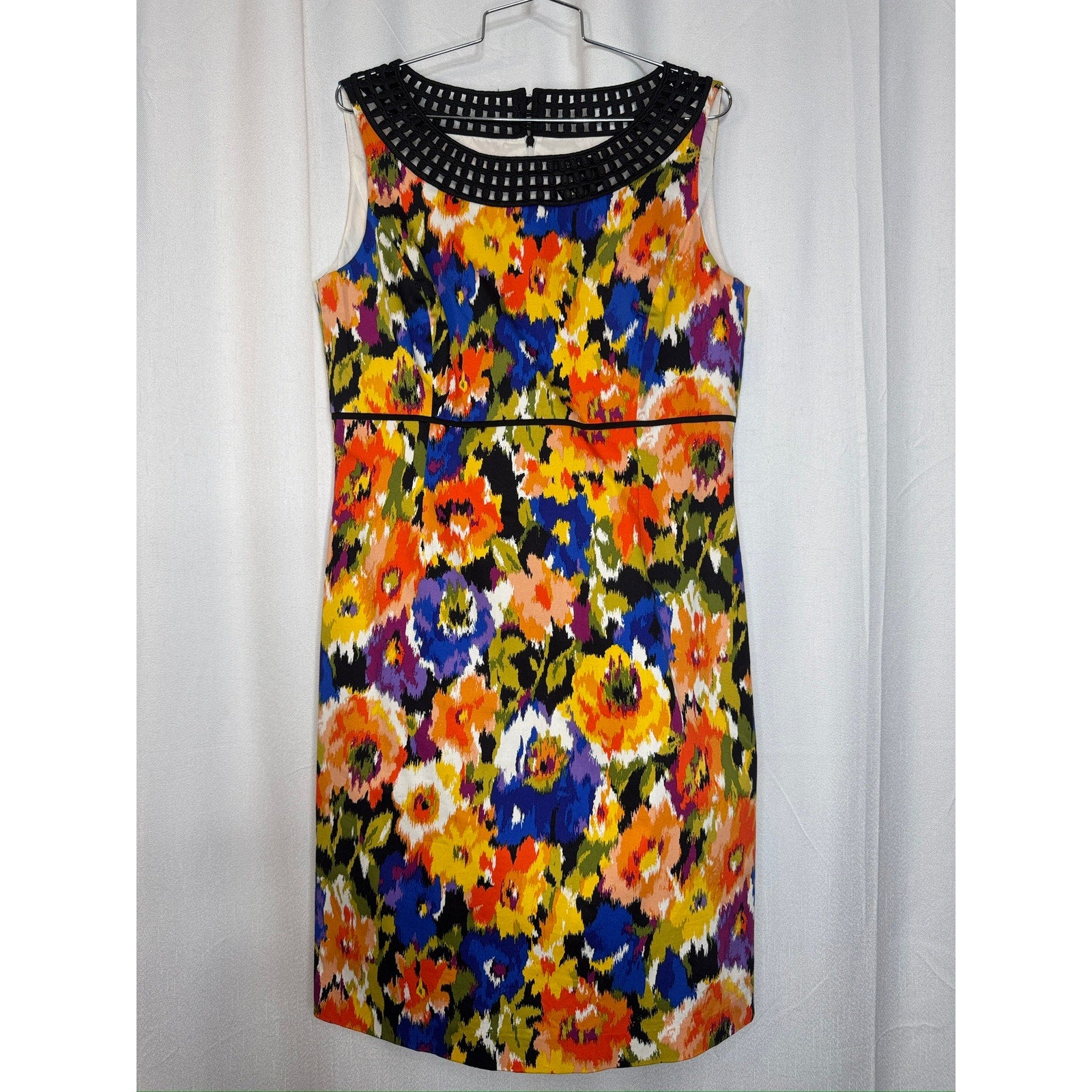 409. Tahari Arthur S. Levine Floral Sheath Dress Size 10 Multicolor Sleeveless