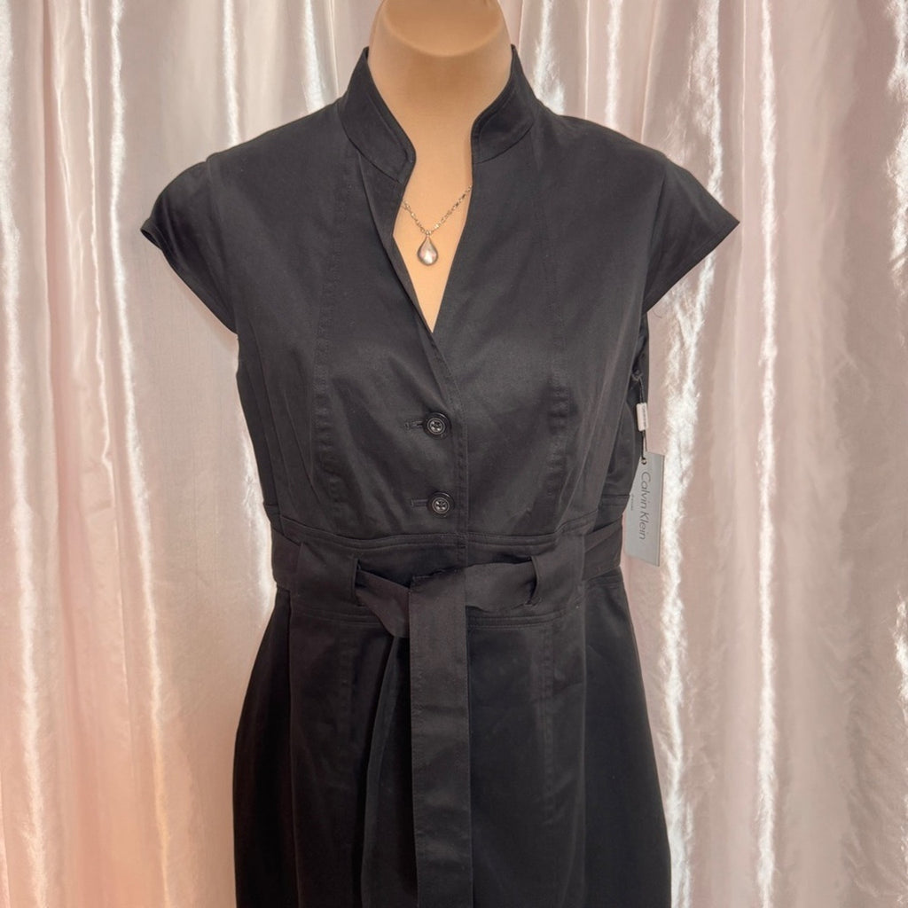 93. Calvin Klein Black Belted Sheath Dress Size 6