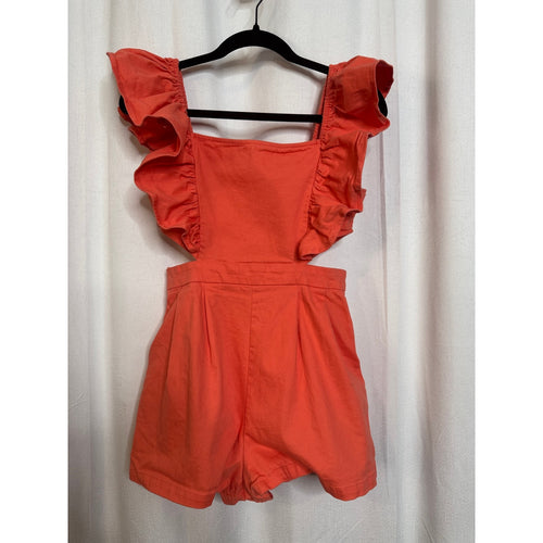 350. Flying Tomato Coral Ruffle Sleeve Romper Medium