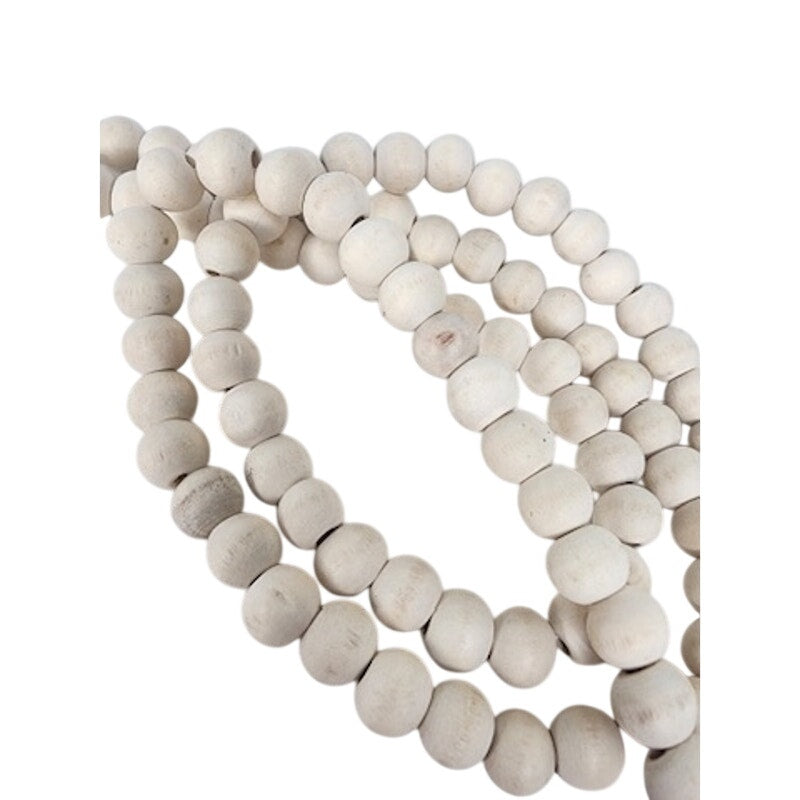 511. Unknown. Wood Bead Cross Tassel Necklace Pink White