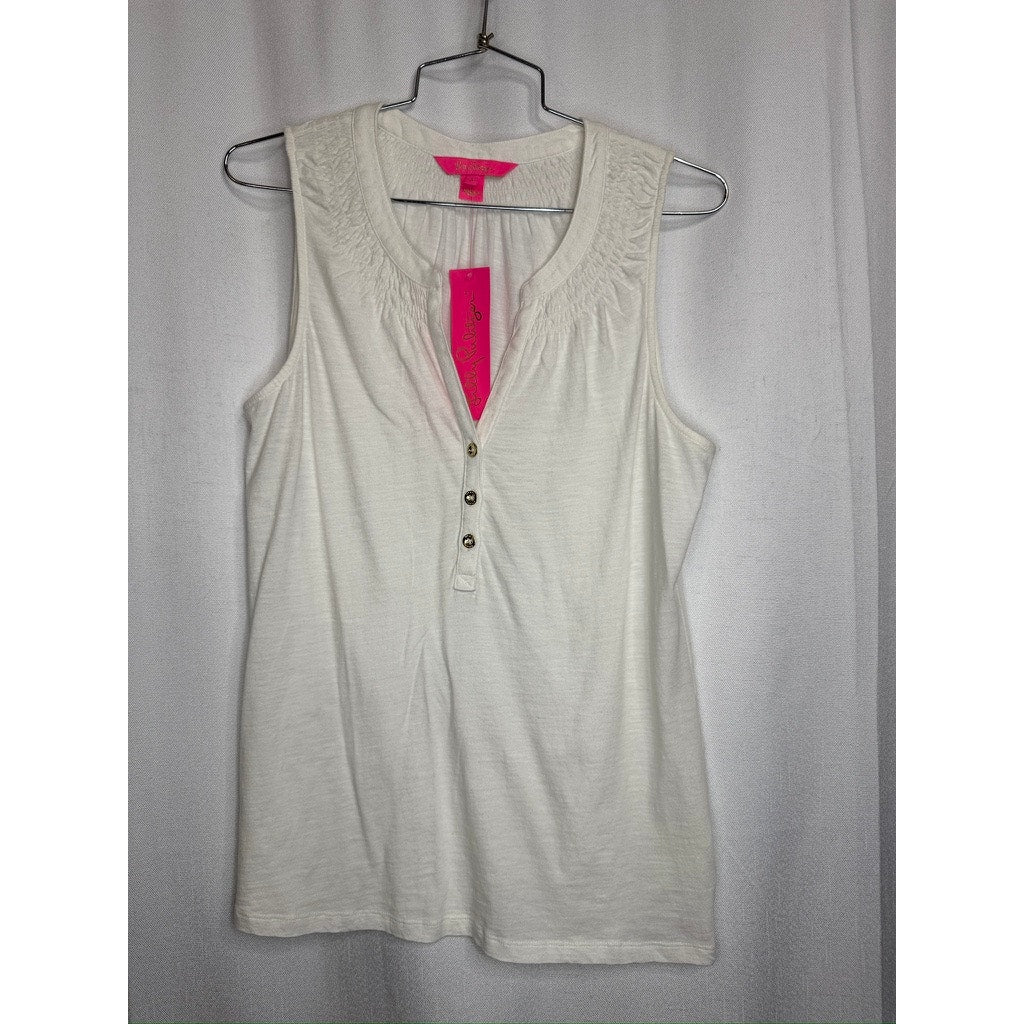 462. Lilly Pulitzer Sleeveless Henley Knit Top Size M NWT White