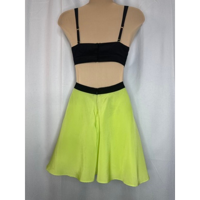 397. Guess by Marciano Black & Neon Green Cutout Fit & Flare Dress Size 2