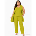 349. Lime Green Ribbed 3 Piece Set Top XL Vest L Pants L