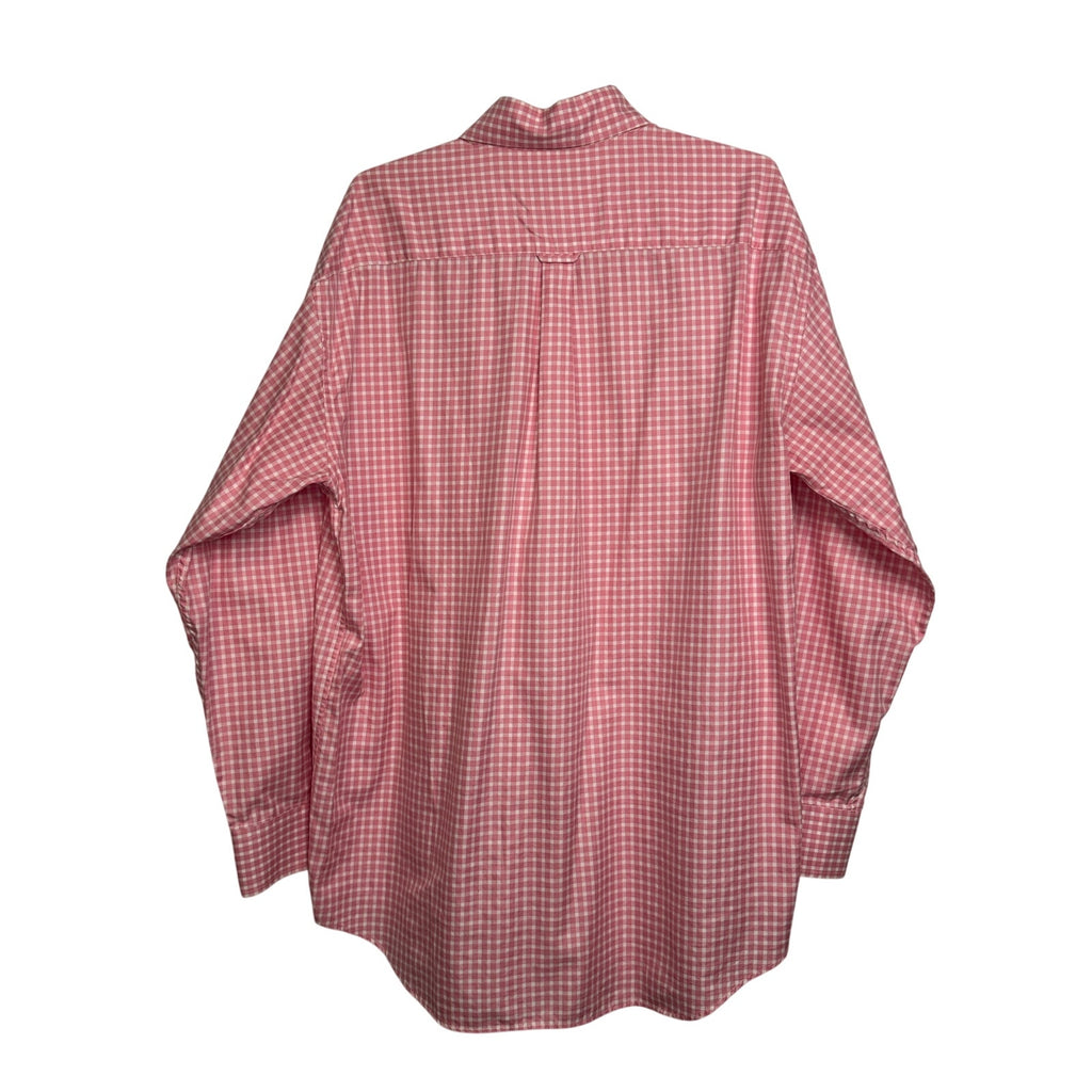 472. Peter Millar Pink Gingham Button Front Shirt Size L