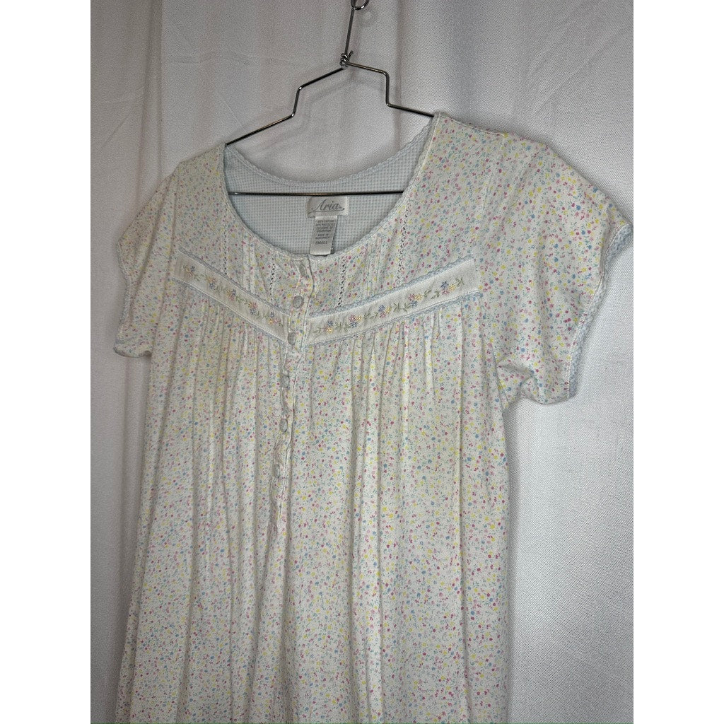 407. Aria Floral Ditsy Print Short Sleeve Nightgown House Dress Size Small