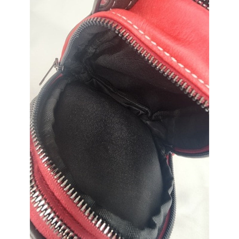 515. Red Faux Leather Bee Mini Backpack 3 Zip Crossbody Bag NWOT