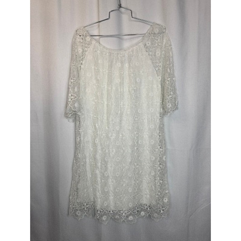 366. Cherish Made in Italy White Lace Overlay Dress Size 8