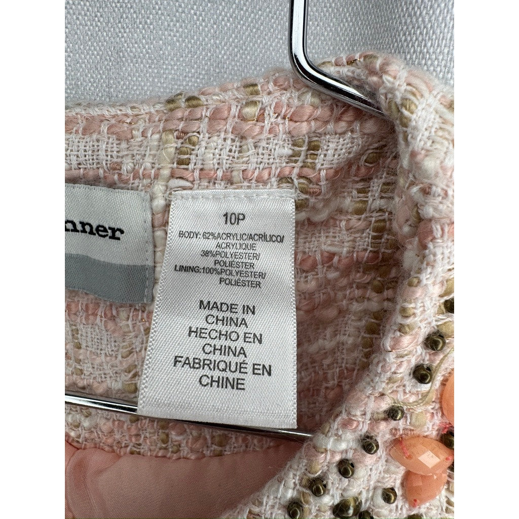 431. Alfred Dunner Petite Embellished Tweed Jacket Pink Size PM