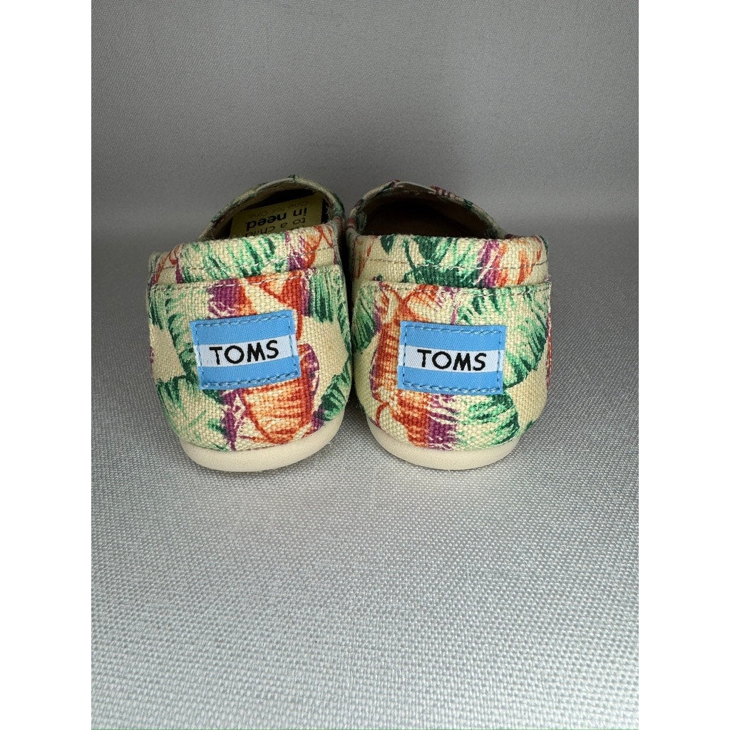 442. TOMS Tropical Floral Alpargata Slip On Flats Size W6.5