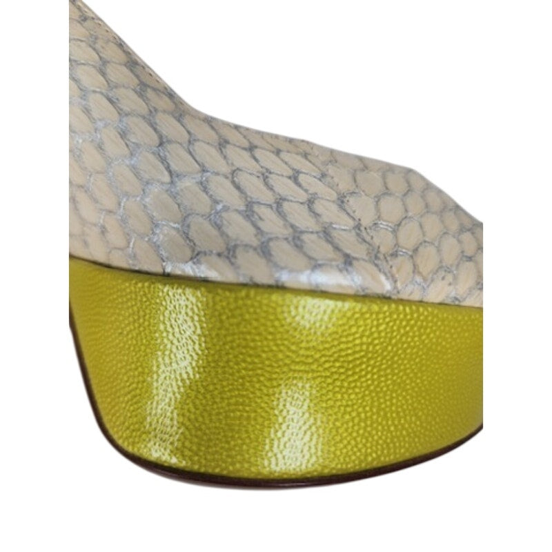 508. Nicholas Kirkwood Yellow Peep Toe Slingback Heels Size 6/36