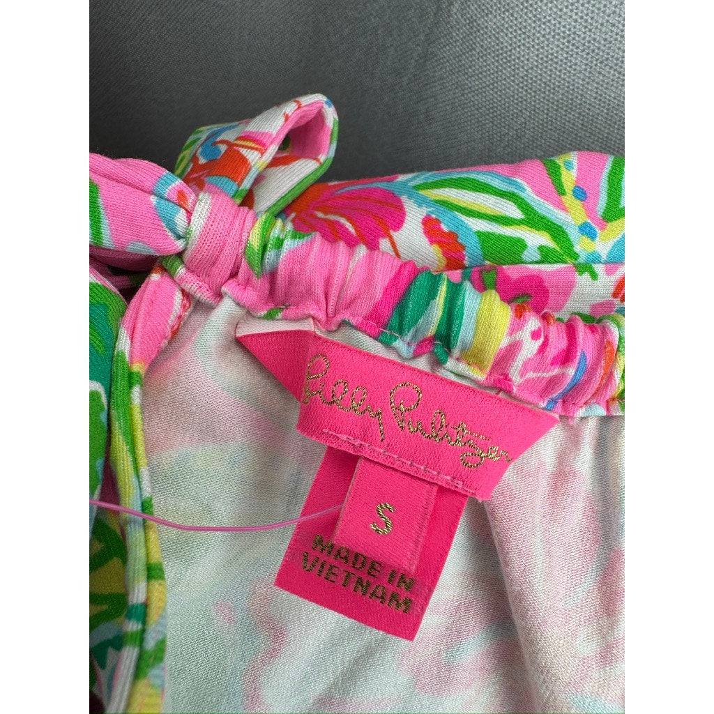 461. Lilly Pulitzer Tropical Floral Halter Tank Top Size S