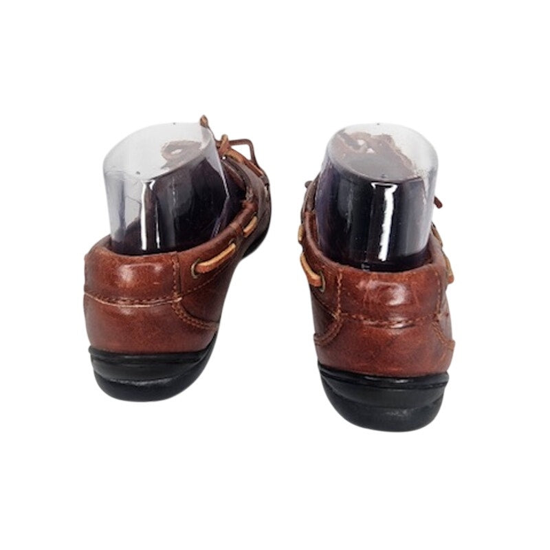 502. Y2K Polo Sport Brown Leather Moc Toe Boat Shoes Size 7B