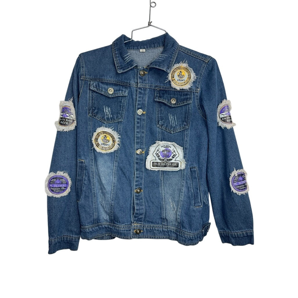 486. Vintage Tropical World Little Island Denim Patch Jacket