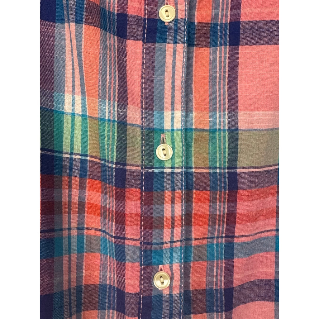 354. NWT Talbots Pink Blue Plaid Sleeveless Belted Dress Size 14