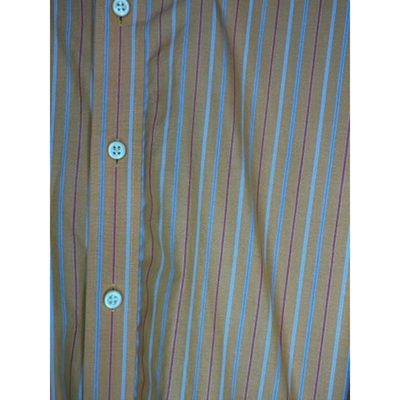 474. Johnston & Murphy Striped Button Front Shirt Size XL Orange