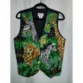 459. Fashion Fantasy Art Sequin Animal Print Vest Size L