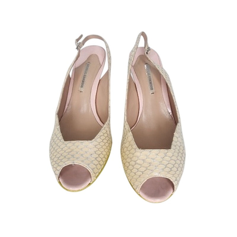 508. Nicholas Kirkwood Yellow Peep Toe Slingback Heels Size 6/36