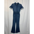 369. Second Skin Overalls Denim Zip Front Short Sleeve Jumpsuit XS