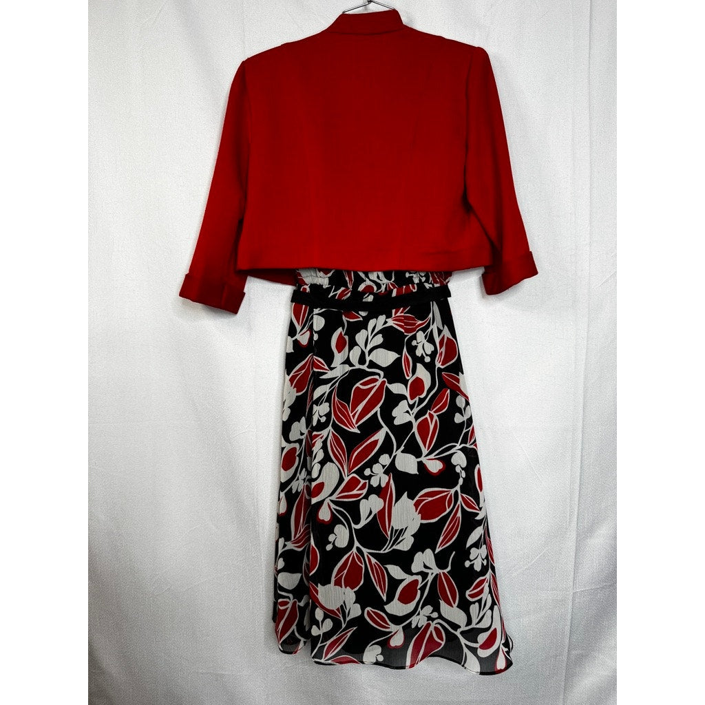 410. Studio I Floral Sleeveless Dress with Cropped Jacket Size 10
