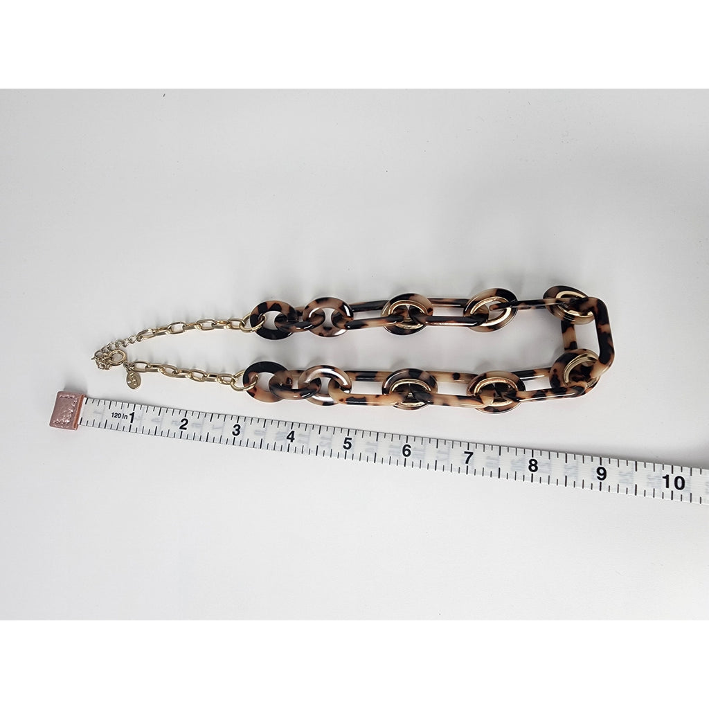 526. LOFT Tortoiseshell Acrylic Chain Link Statement Necklace