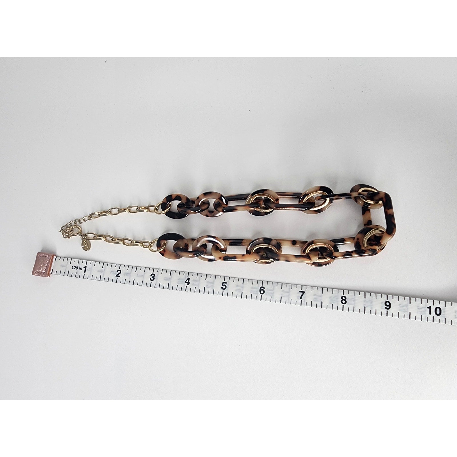 526. LOFT Tortoiseshell Acrylic Chain Link Statement Necklace