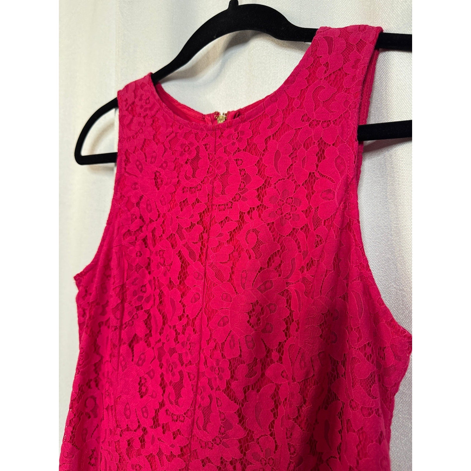 358. Kensie Hot Pink Floral Lace Sleeveless Fit & Flare Dress Size Small