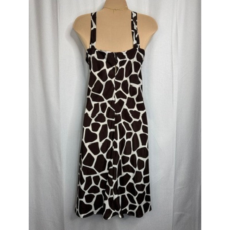454. Banana Republic Silk Giraffe Print Halter Maxi Dress Size 12