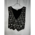 415. Beaded Sequin Silk Vest Size M Black Silver