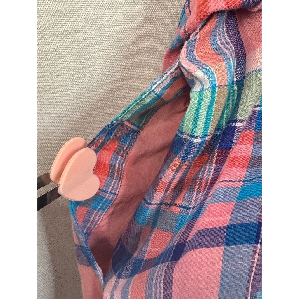 354. NWT Talbots Pink Blue Plaid Sleeveless Belted Dress Size 14