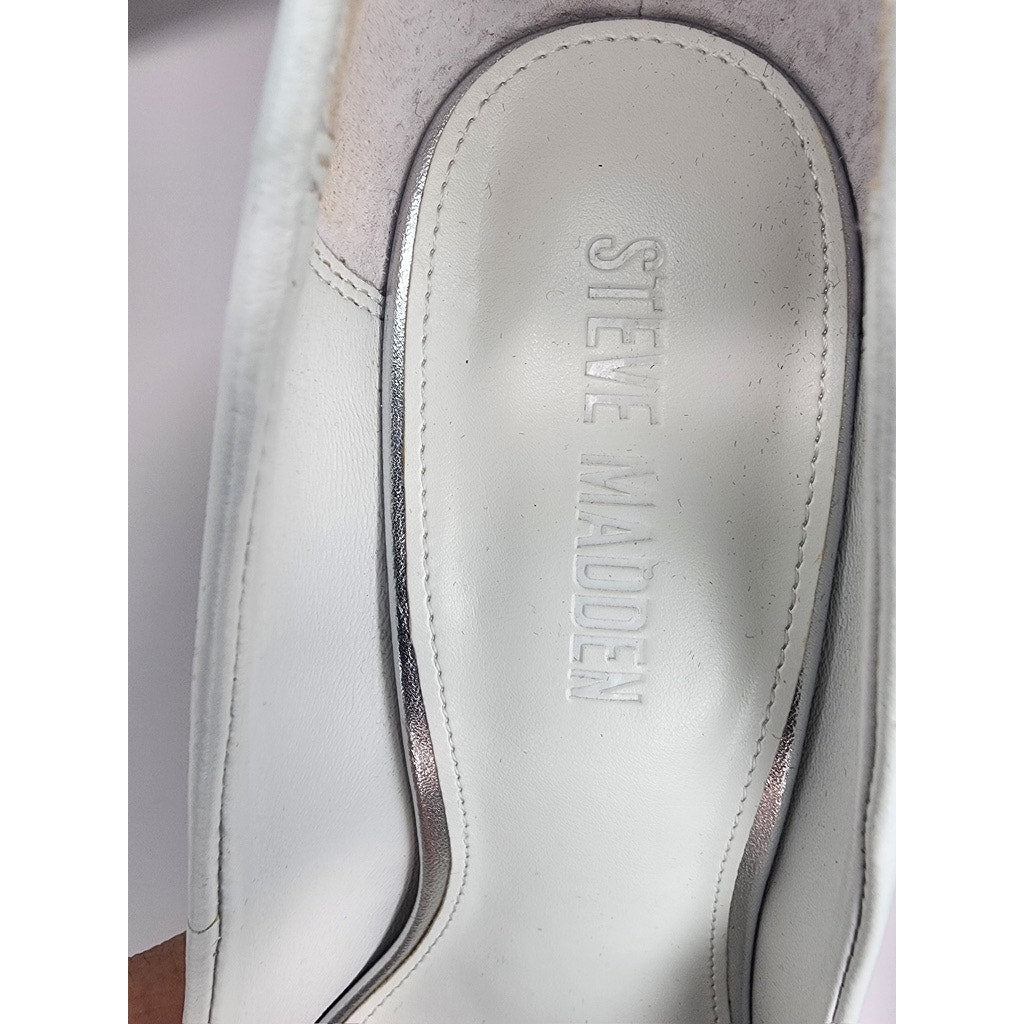 519. Steve Madden Thrive White Leather Pointed Toe Pumps Size 9M