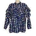 467. Conversation Pieces Teacup Print Button Front Blouse NWT Size L