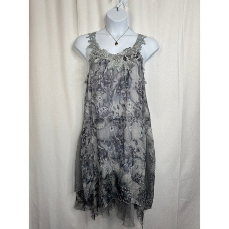 362. Pretty Angel Lace Trim Floral Sleeveless Dress Size XL