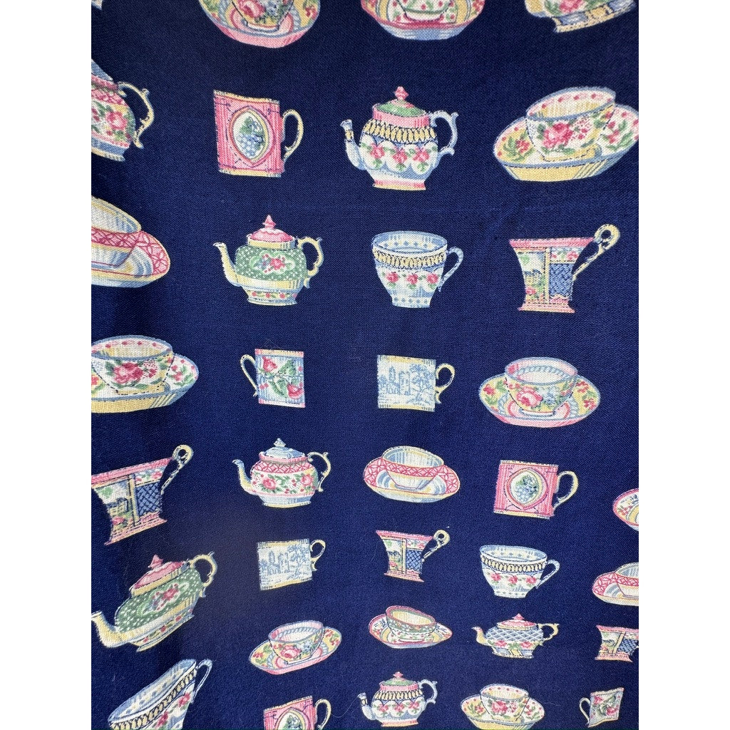 467. Conversation Pieces Teacup Print Button Front Blouse NWT Size L