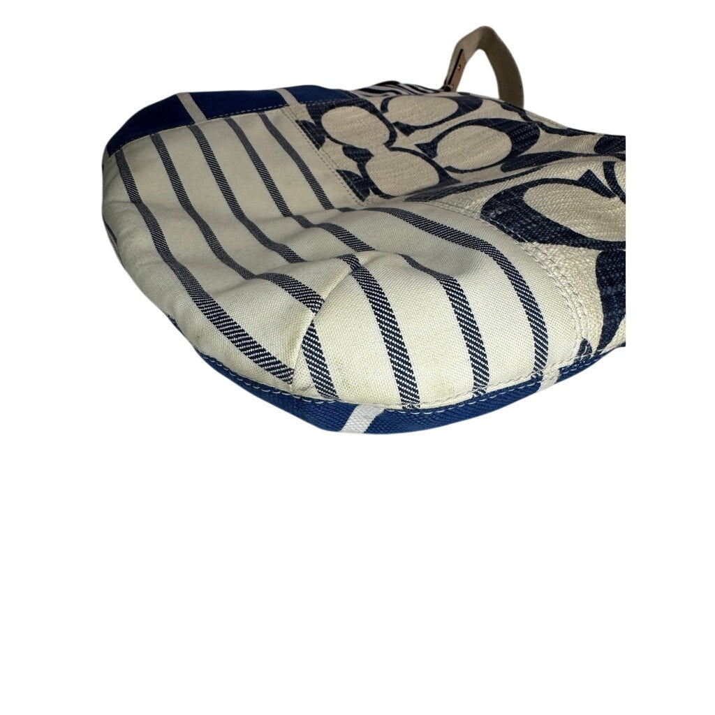 490. Coach Signature Patchwork Stripe Canvas Swingpack Crossbody F23929