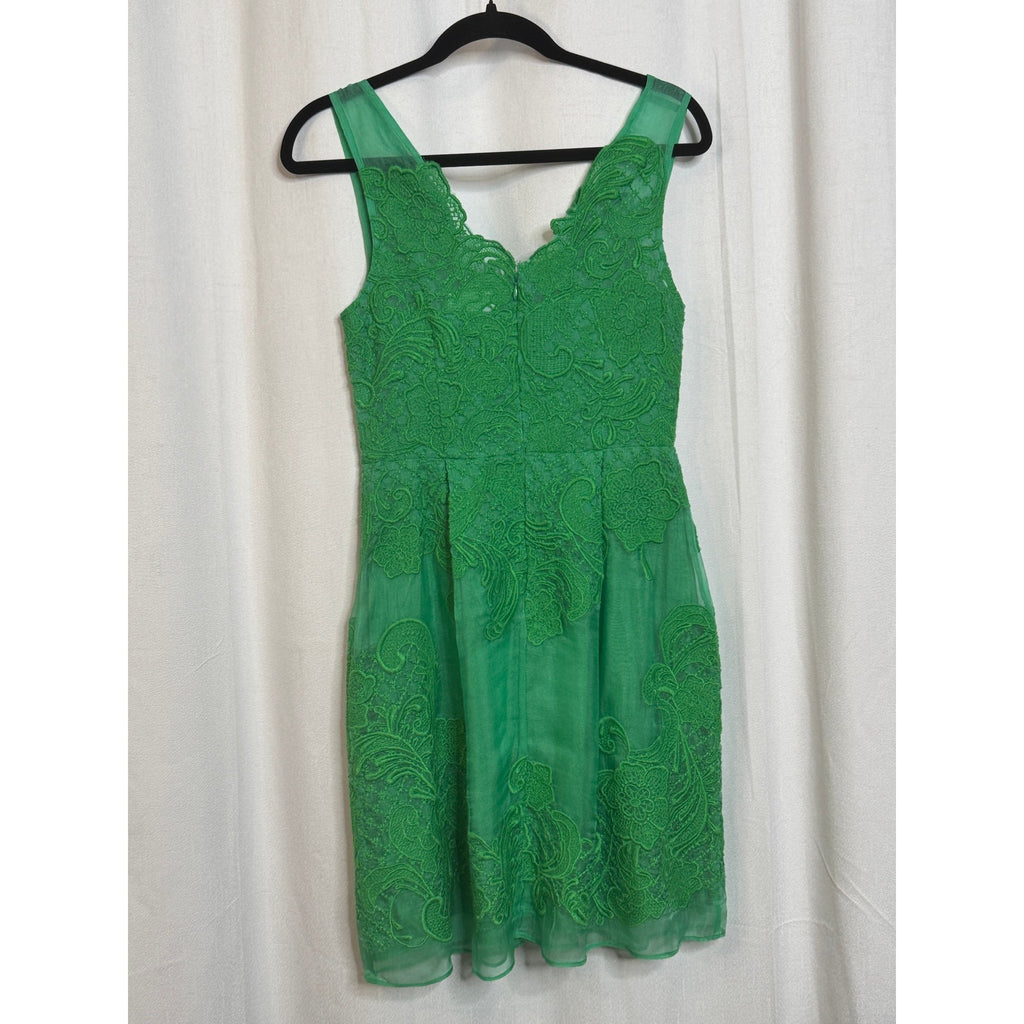 347. Anthropologie Baraschi Green Embroidered Lace Fit & Flare Dress Size 0