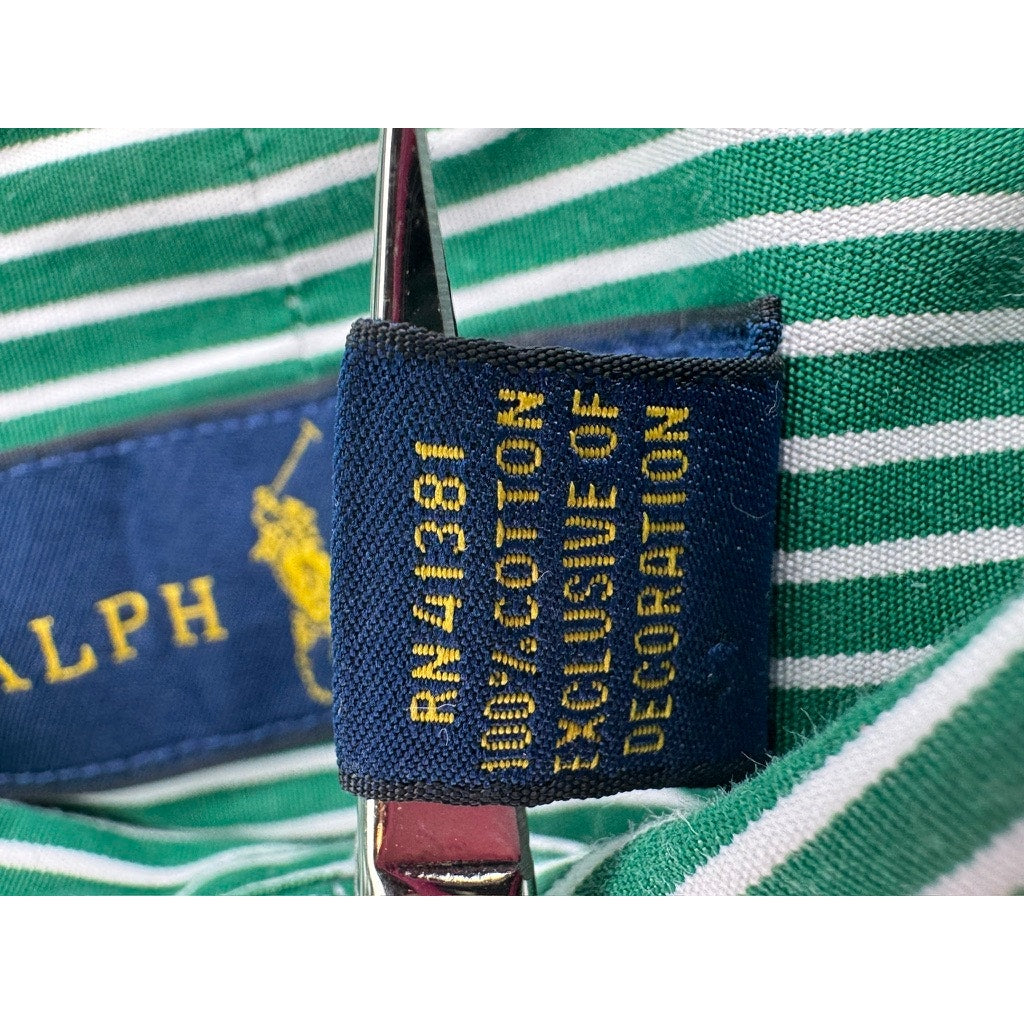 473. Ralph Lauren Green Striped Button Front Shirt Size L