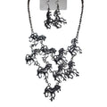 524. Silver Tone Running Horse Statement Necklace & Earrings Set
