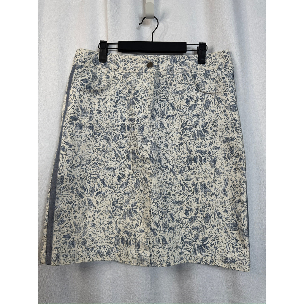 384. Elliott Lauren Blue White Floral Print Pencil Skirt Size 8
