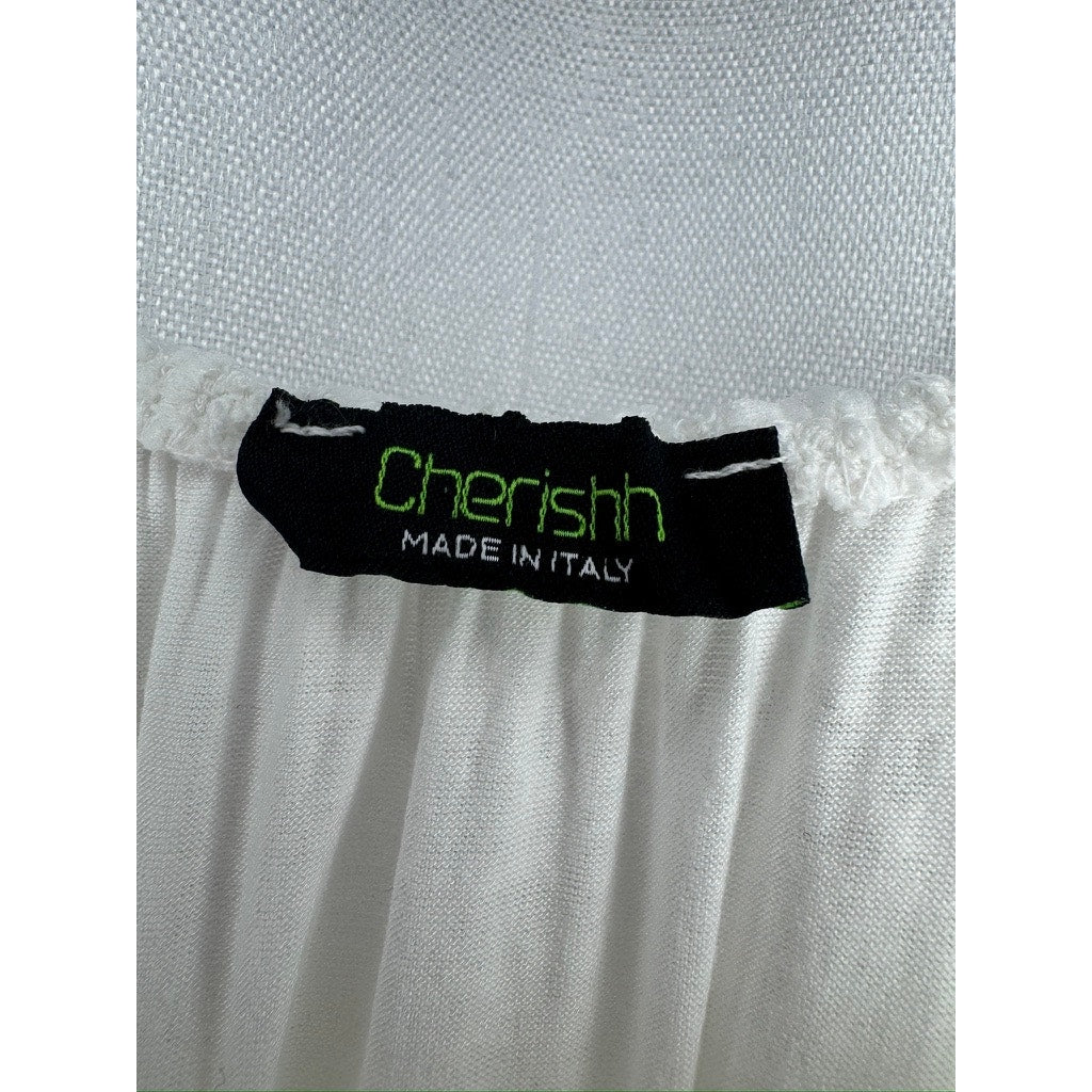 366. Cherish Made in Italy White Lace Overlay Dress Size 8